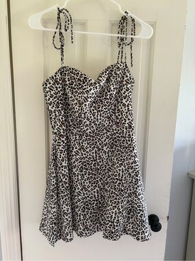 Princess Polly Leopard Print Tie-Strap Sundress - White, Brown, Black